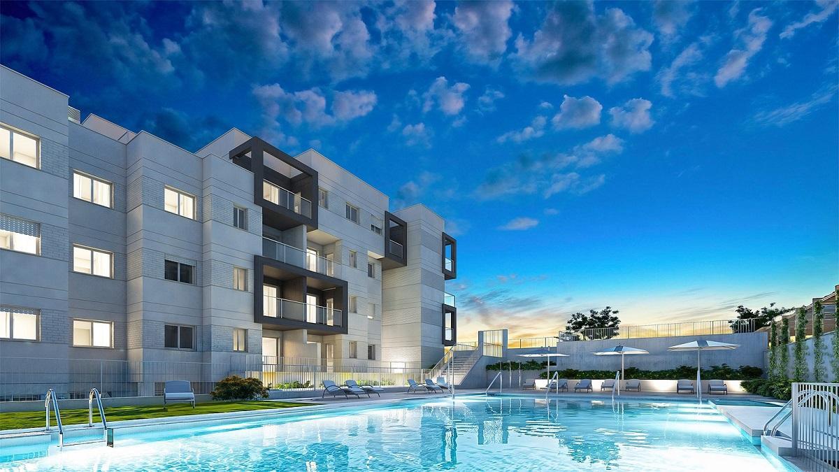 Una imagen proyectada del futuro residencial Habitat Z1 Collection, en el Distrito Zeta de Málaga.