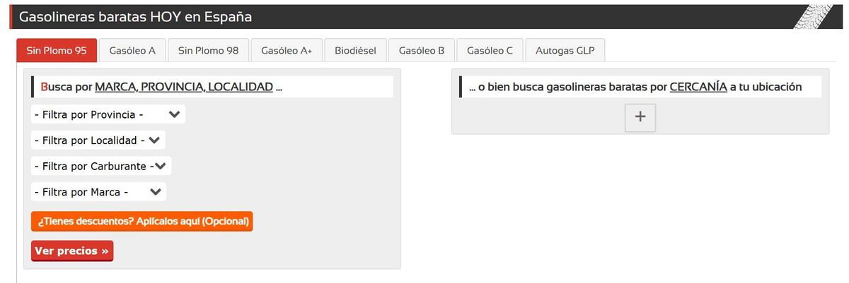 Aplicación web de dieselogasolina.com