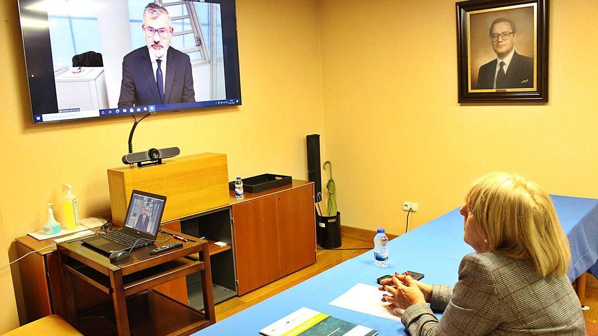 Marisol Nóvoa, durante el desarrollo de la videoconferencia. |   // FDV