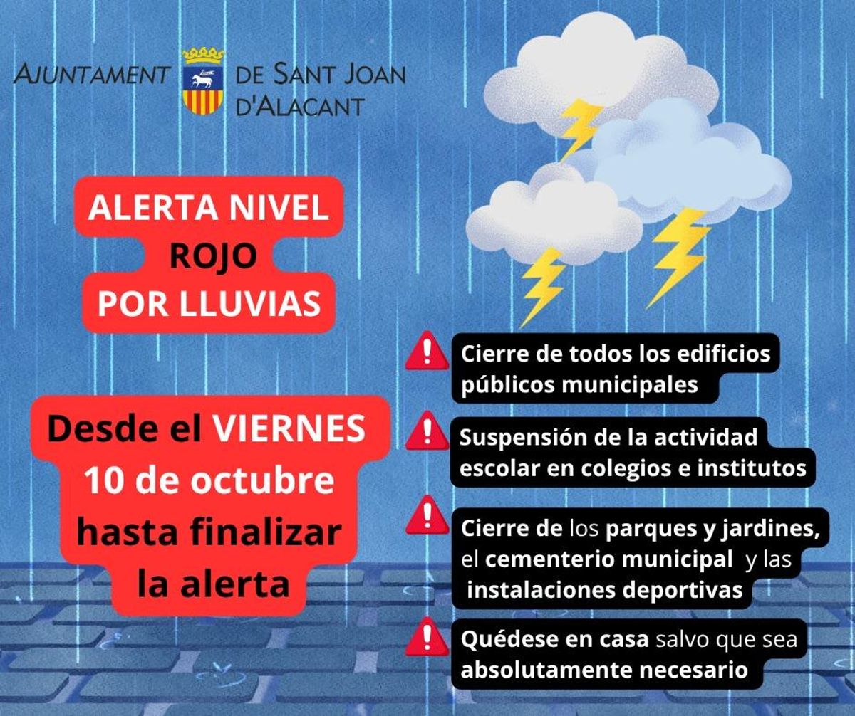 Poster with the red alert for Sant Joan