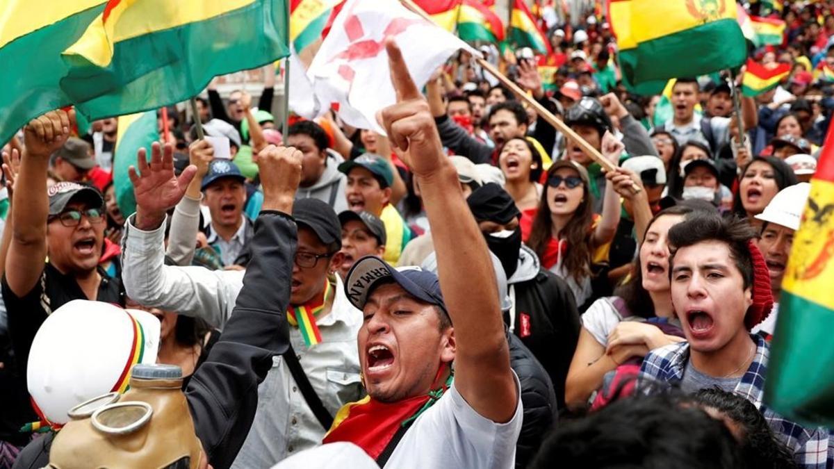 Protestas contra Evo Morales en Bolivia este domingo.