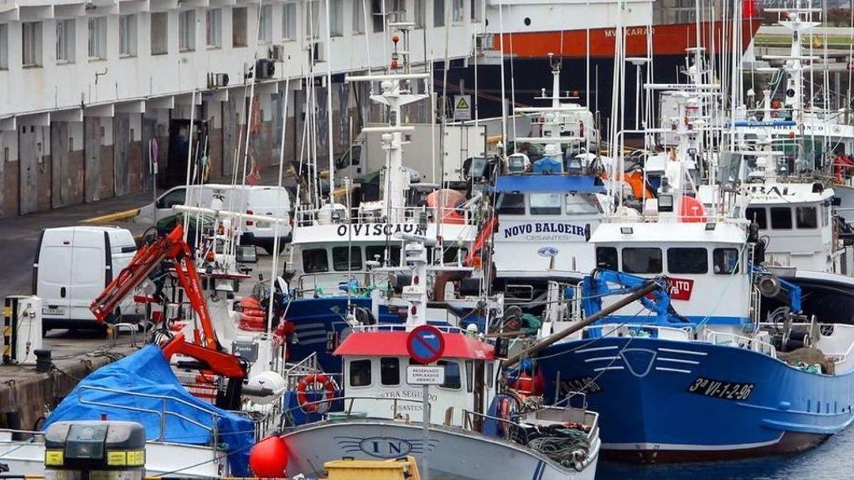 Flota cerquera, en el puerto de O Berbés en Vigo.