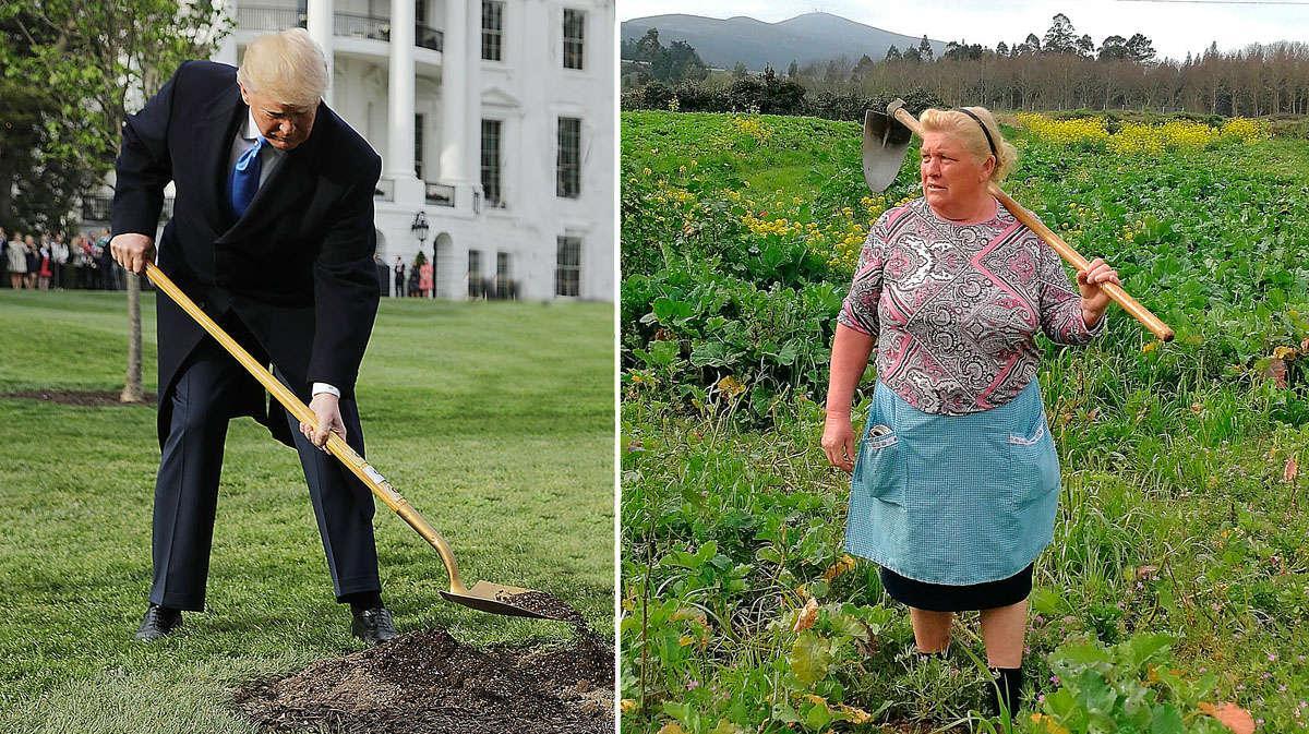 El presidente de Estados Unidos, Donald Trump, tiene a su doble en el norte de España. Se trata de Dolores Leis, una mujer de 64 años que vive en Nantón, Galicia.