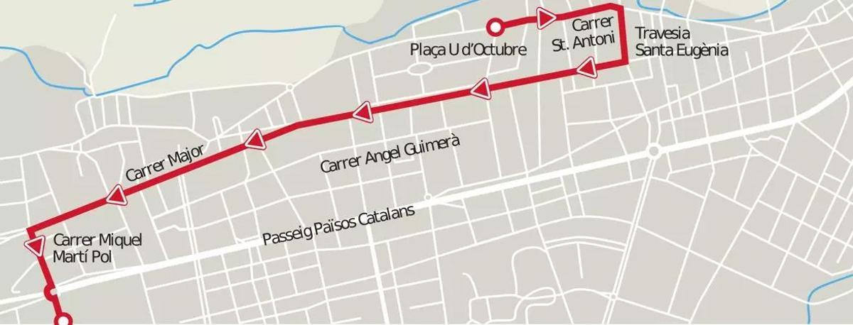 El recorregut de la cavalcada dels Reis a Salt.