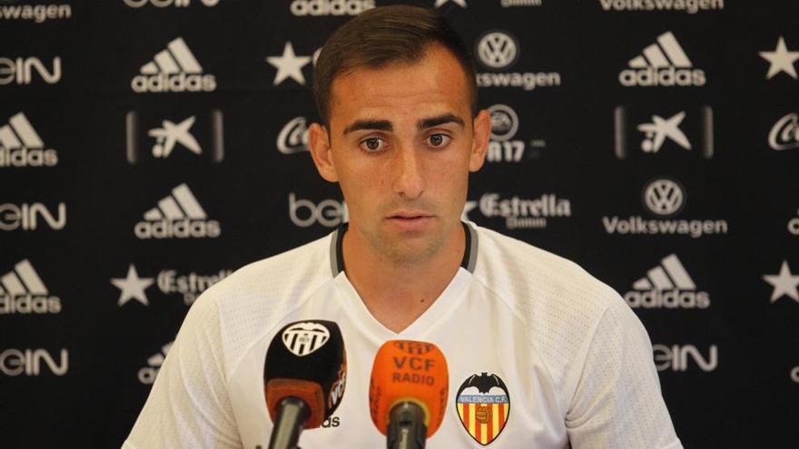 Alcácer, en la rueda de prensa hoy en Horst