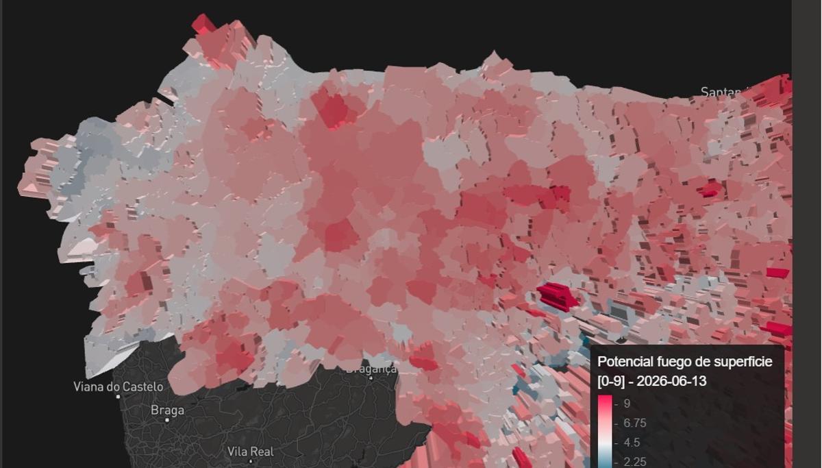 Imagen de la aplicación, relativa al potencial de fuego en superficie.g