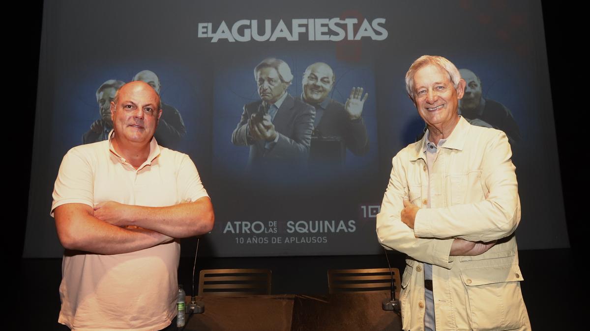 Santiago Urrialde y Josema Yuste protagonizan &#039;El aguafiestas&#039; en las Esquinas durante las Fiestas del Pilar 2022.