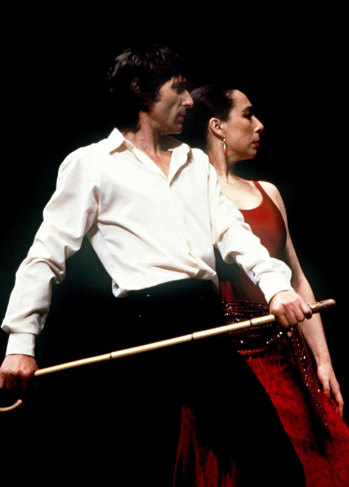 Cristina Hoyos, en un espectáculo con Antonio Gades en 1985.