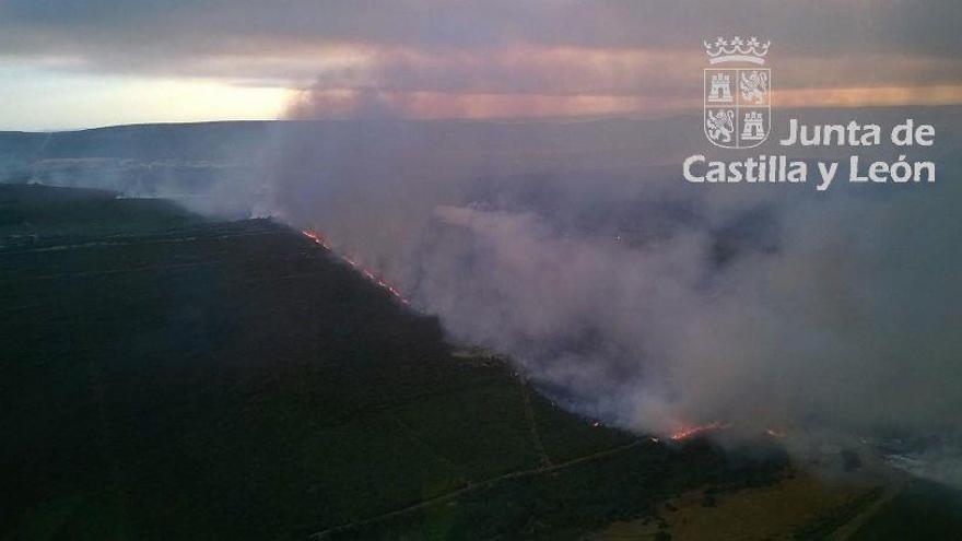 Frente del incendio en Ferreruela de Tábara