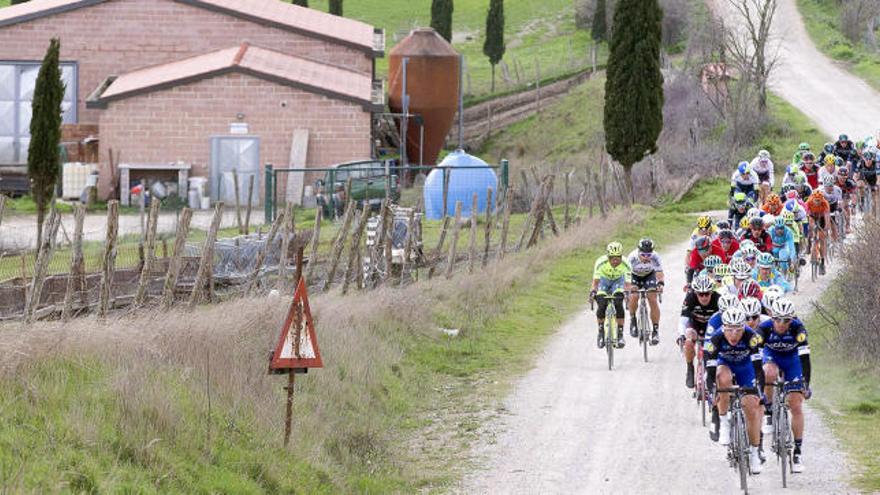 Un tramo de &#039;sterrato&#039; en la Strade Bianche italiana.