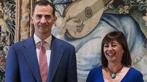 El Rei rep les autoritats de Palma de Mallorca a l’illa.