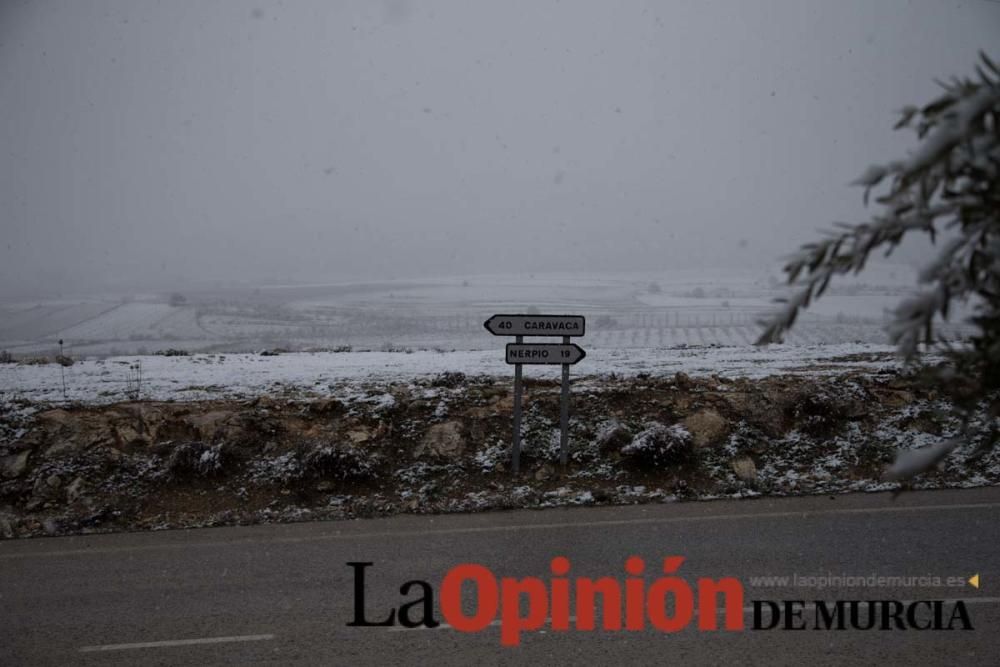 Nieva en las pedanías altas de la comarca del Noro