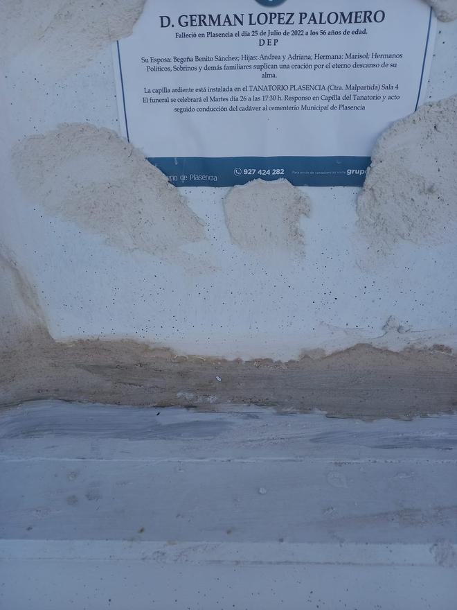 Tres meses sin arreglar humedades en nichos del Ayuntamiento de Plasencia