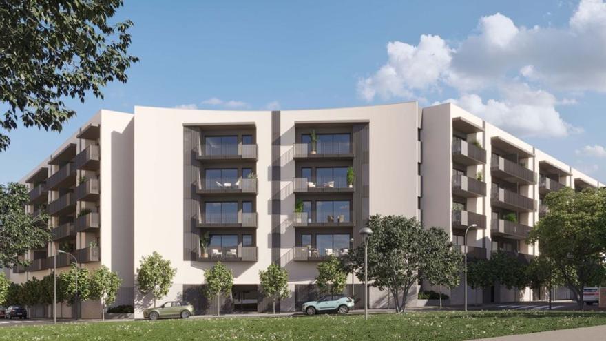 Pla general de la promoció de pisos Roget a Girona. Ubicats a Montilivi, són un total de 84 habitatgesamb opció d’aparcament inclosa. | AEDAS HOMES
