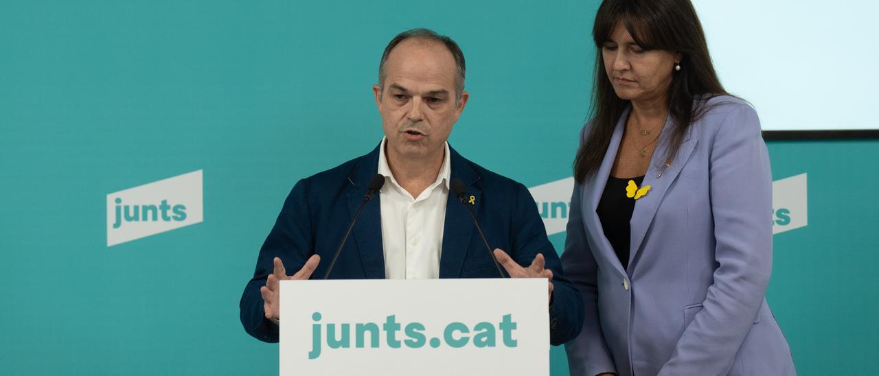 El secretario general de Junts, Jordi Turull, y la presidenta del partido, Laura Borràs.