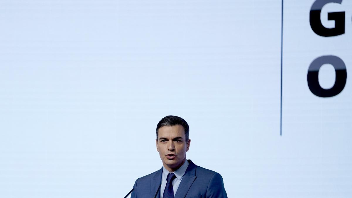 El presidente del Gobierno, Pedro Sánchez, durante una intervención.