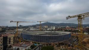 Panorámica del Camp Nou en plena reconstrucción, en enero de 2024.
