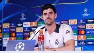 Thibaut Courtois, portero del Real Madrid, en sala de prensa.