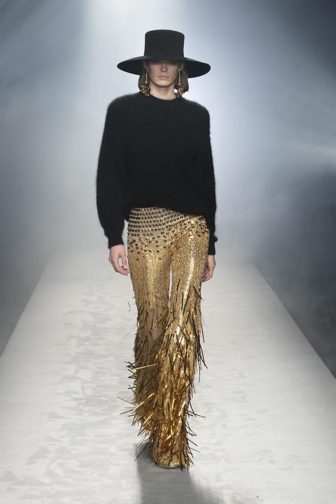 Alberta Ferretti, pantalones dorados, Otoño/Invierno 2021
