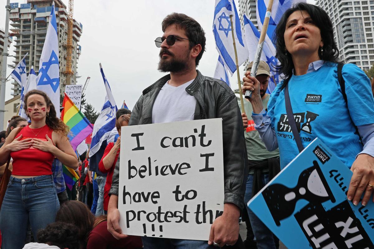 Manifestaciones en Tel Aviv contra las controvertidas reformas legales que promociona el gobierno de extrema derecha del país