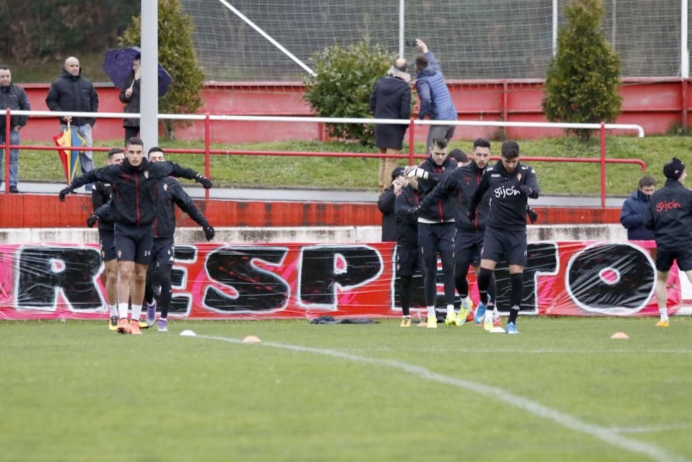 Entrenamiento del Sporting antes del partido contra el Athletic