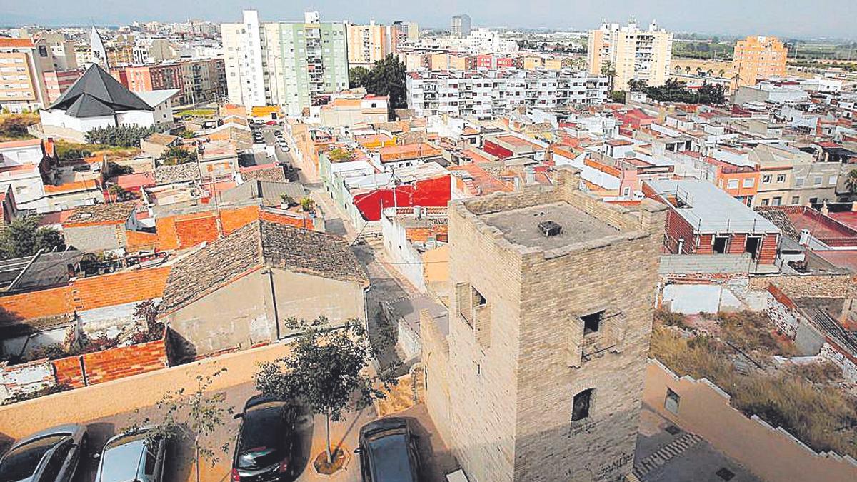 Vista aérea del barrio de l’Alquerieta, en Alzira