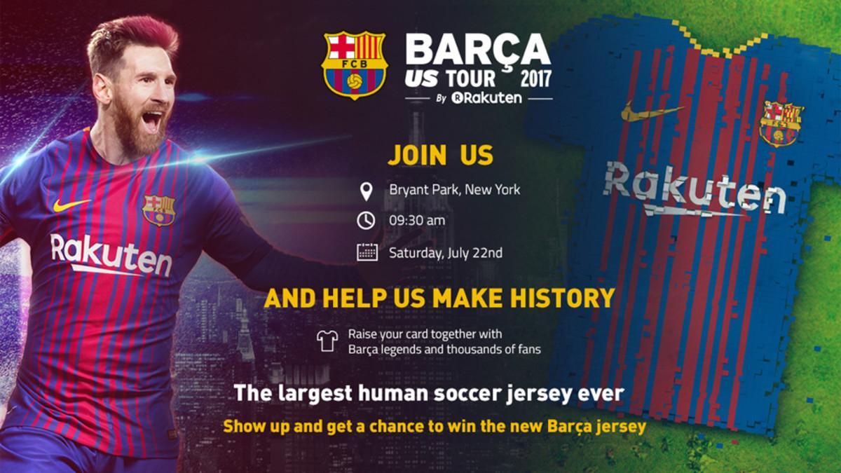 El flyer con el que se anuncia el mosaico gigante de la camiseta del FC Barcelona