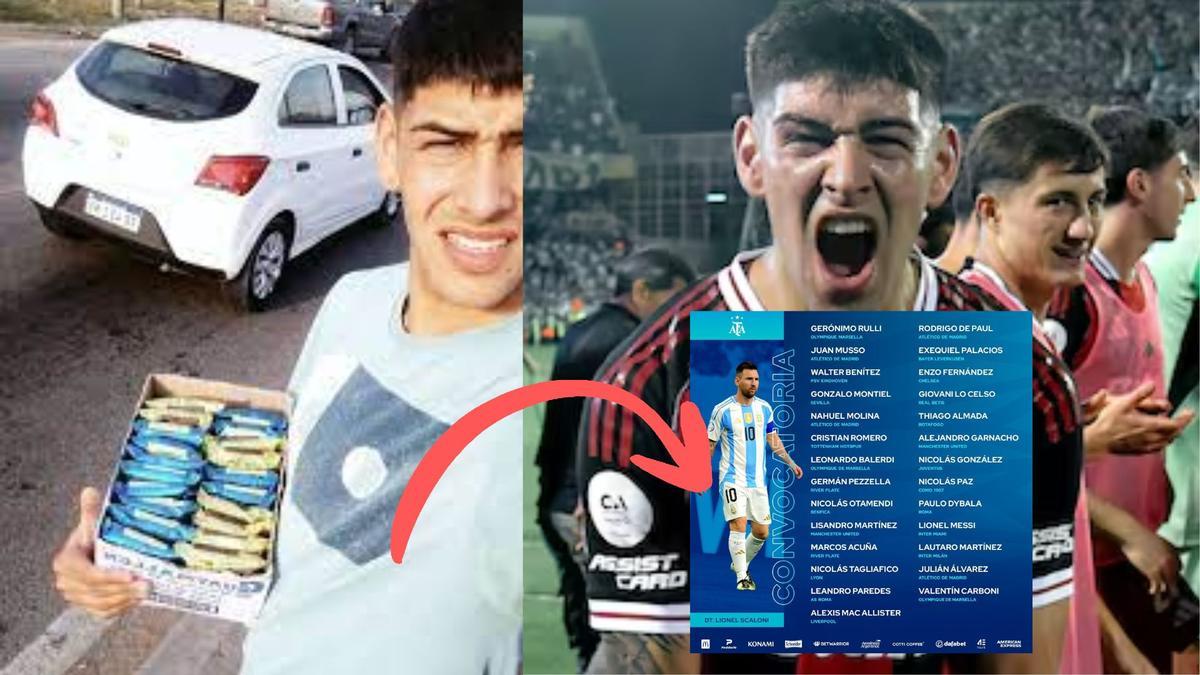 Lautaro Rivero, vendiendo alfajores