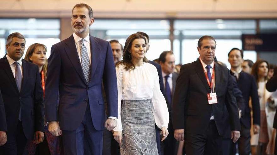 Los Reyes, ayer, a su llegada a Fitur.