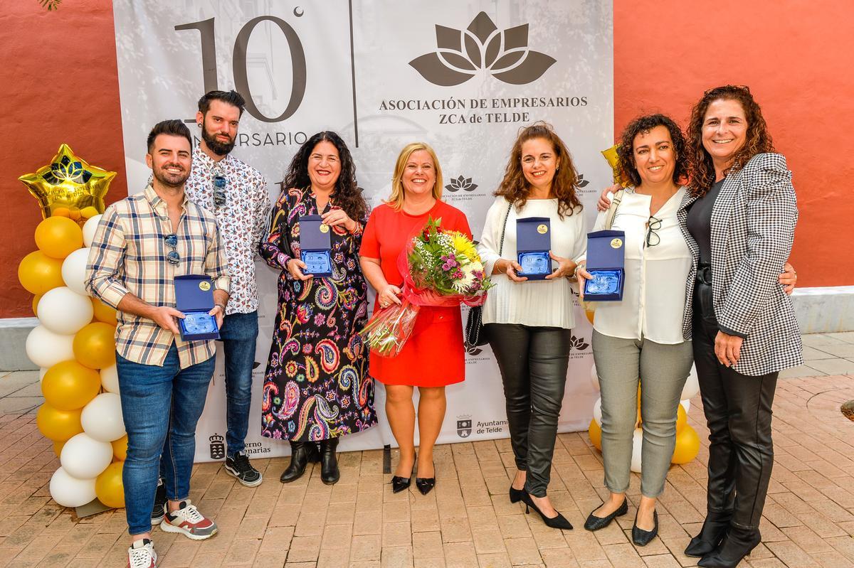 Los socios de la Asociación de Empresarios de San Gregorio reconocidos en la celebración de su décimo aniversario.