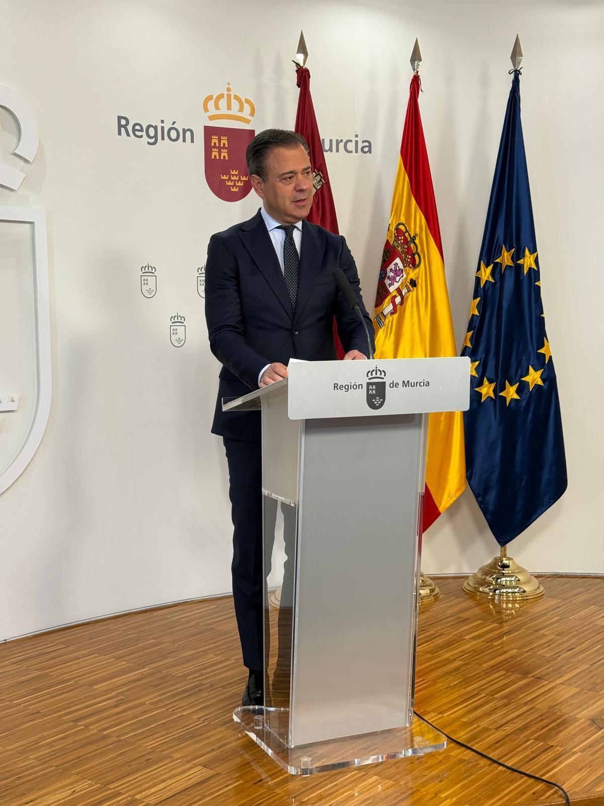 Marcos Ortuño, portavoz del Gobierno regional, este jueves.