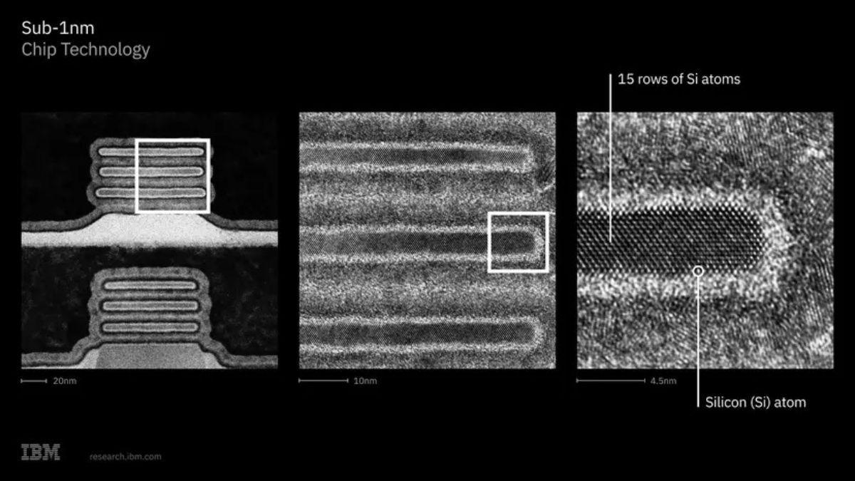 Una imagen de microscopía electrónica de transmisión de un solo nodo en la nueva arquitectura de chip.