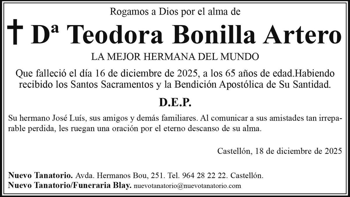 Dª Teodora Bonilla Artero