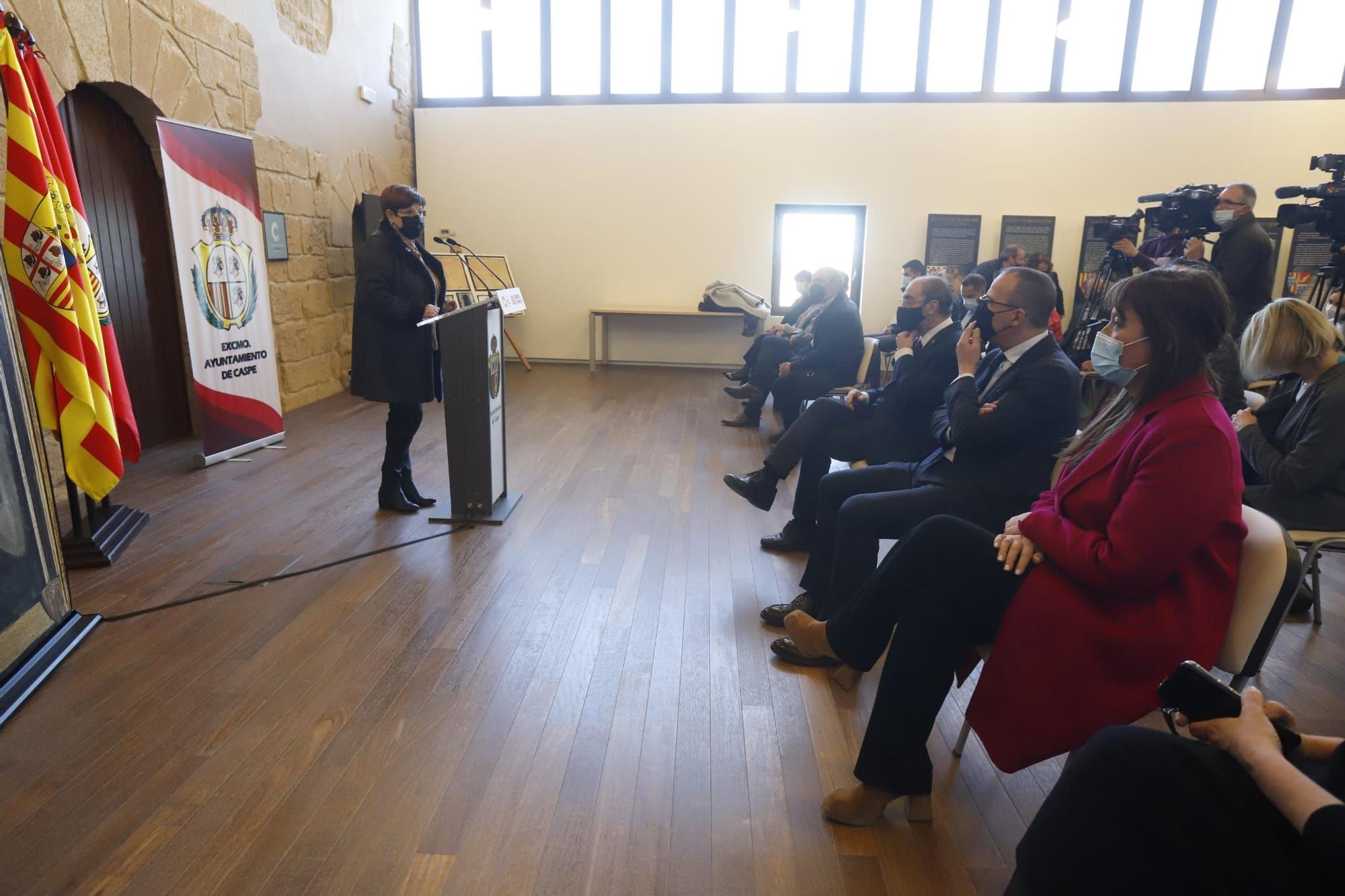 Visita de Lambán, Repollés y Faci a Caspe con motivo del Día de la Memoria Democrática