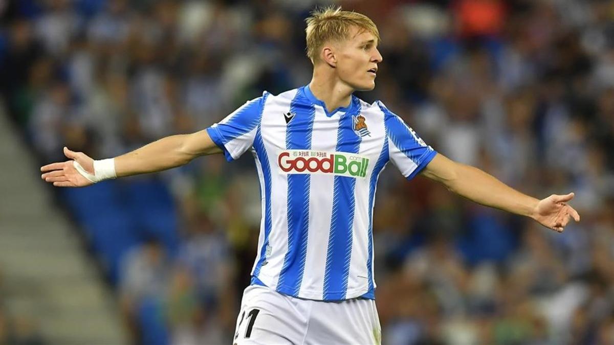 Martin Odegaard, durante el partido de la Real Sociedad ante el Alavés.