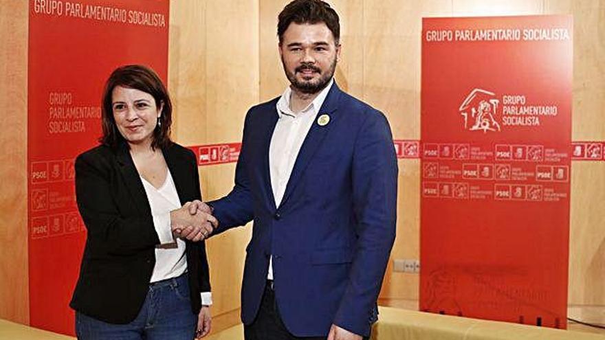 Adriana Lastra i Gabriel Rufián es van reunir al Congrés.