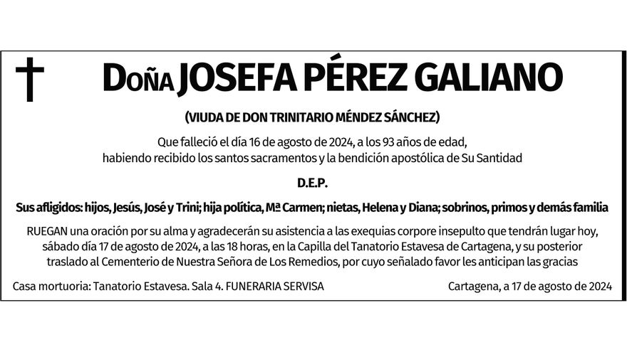 Dña. Josefa Pérez Galiano