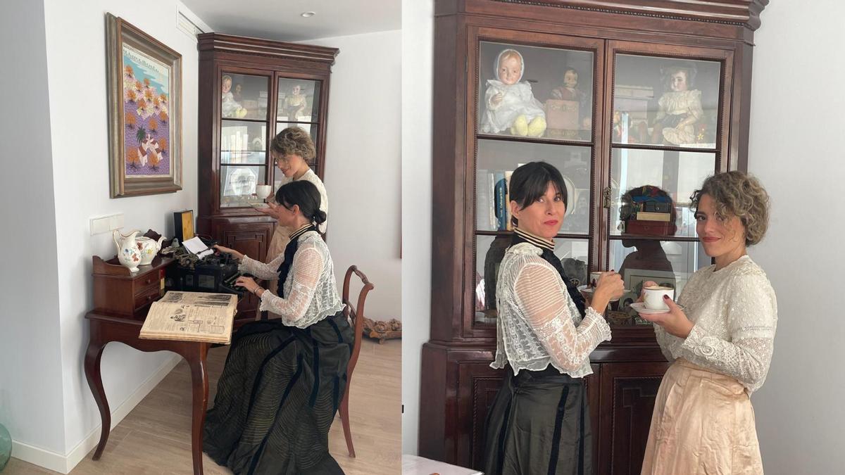 Laura López y Celia Bermejo durante la grabación del podcast