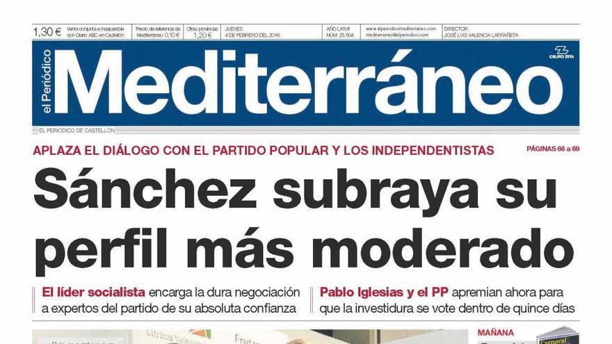 Sánchez subraya su perfil más moderado, en la portada de Mediterráneo