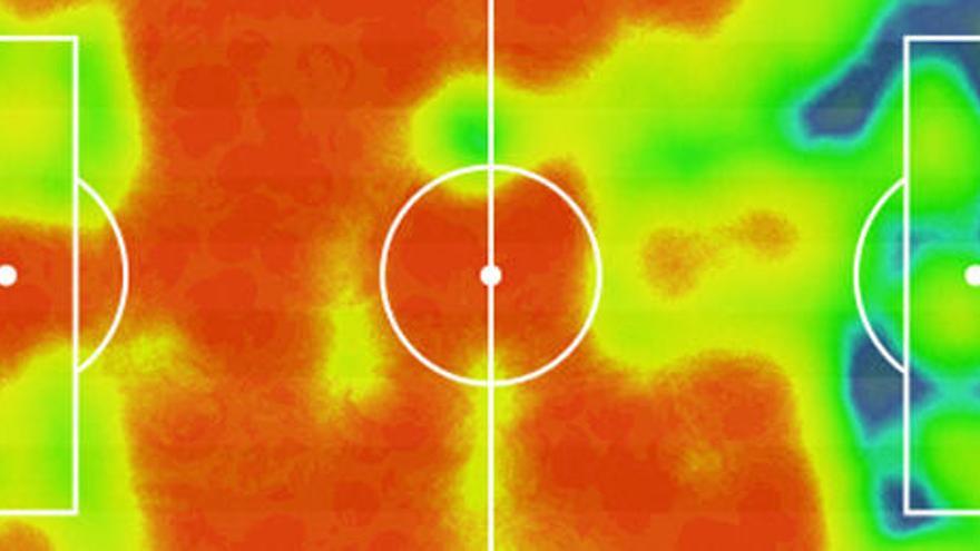 Mapa de calor del partido del Sánchez Pizjuán