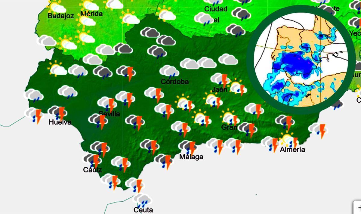 El tiempo el miércoles en Andalucía con la borrasca afectando a la región.