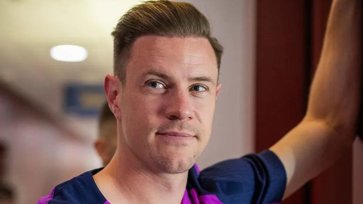 Ter Stegen, en el primer día del retorno a los entrenamientos del Barça en la ciudad deportiva de Sant Joan Despí.