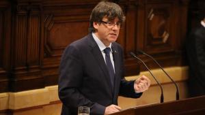 El presidente de la Generalitat, Carles Puigdemont, en el Parlament.