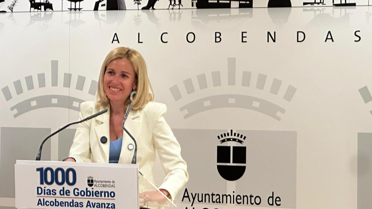 Rocío García Alcántara, alcaldesa de Alcobendas, en la presentación del balance de los mil días de gobierno municipal.