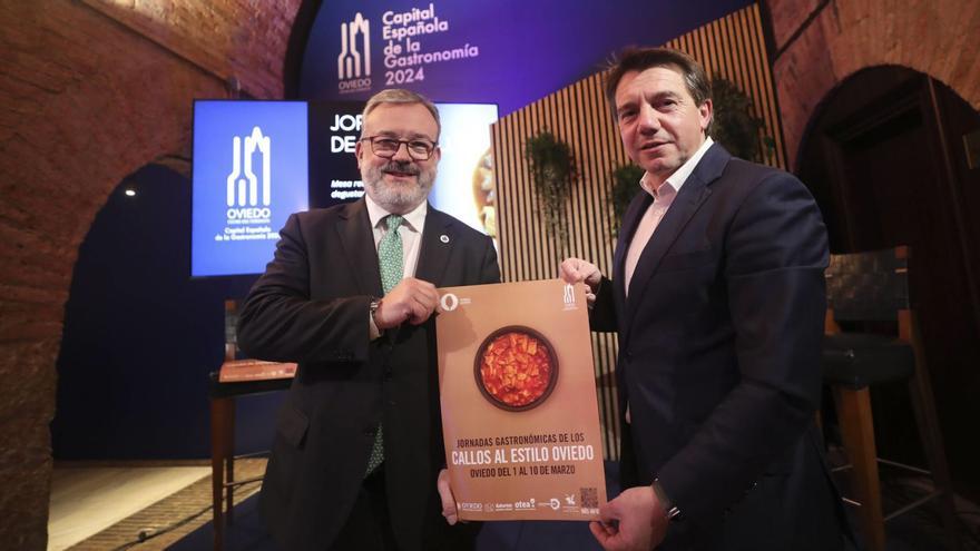 Alfredo García Quintana (izquierda) y José Luis Álvarez Almeida, durante la presentación de las Jornadas de los callos.