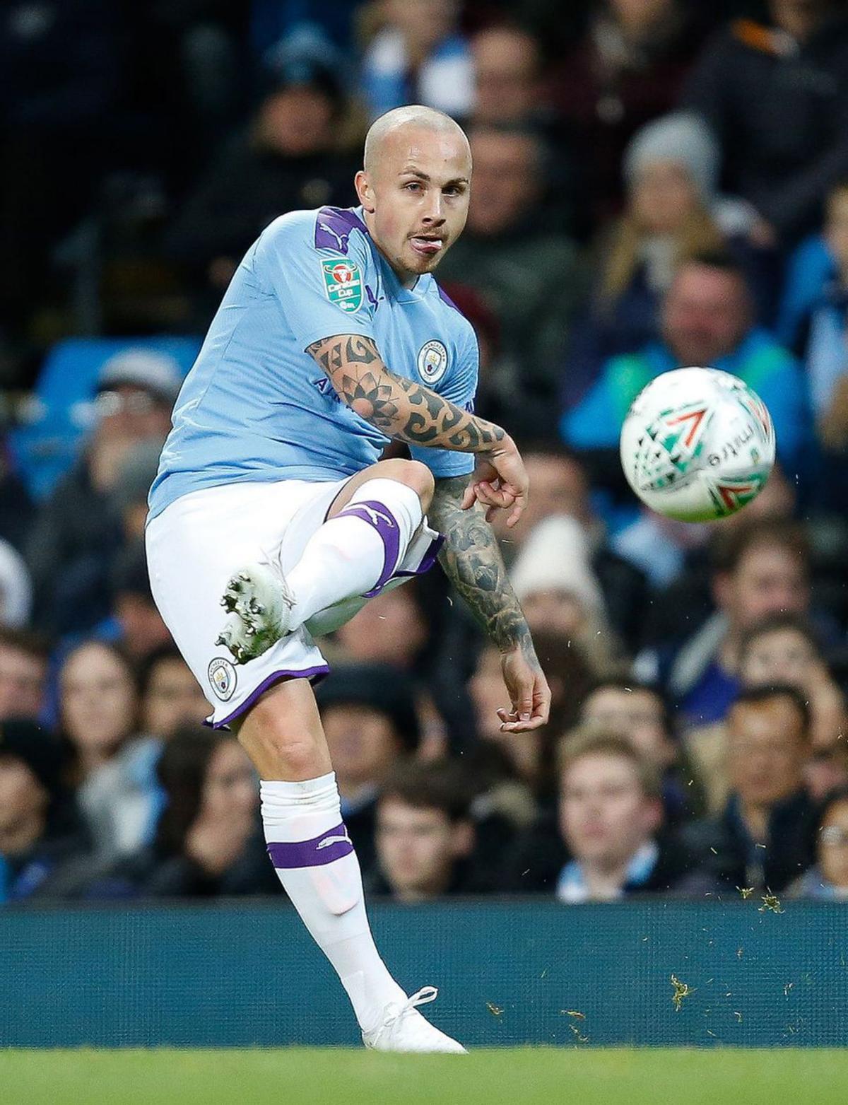 Angeliño, con la camiseta del Manchester City. | // L.O.