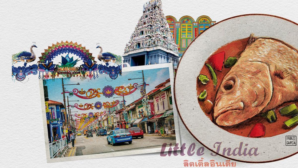 Cabeza de pargo al curry en Singapur