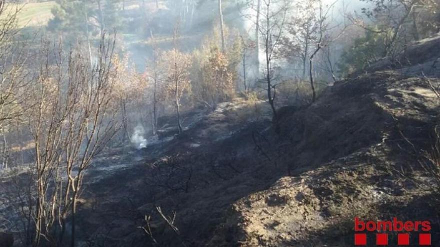 Zona afectada per l&#039;incendi, aquest divendres al migdia