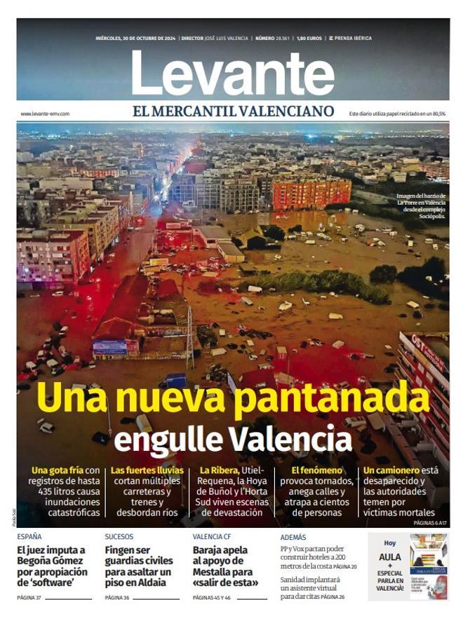 Portada del 30 de octubre de 2025. Nunca se distribuyó como consecuencia de la riada.