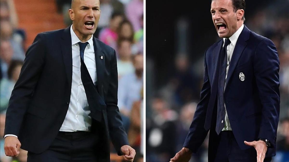 Zinedine Zidane y Massimiliano Allegri, entrenadores del Madrid y de la Juventus